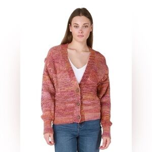 DEX Space Dye Button Front Oversized Cardigan